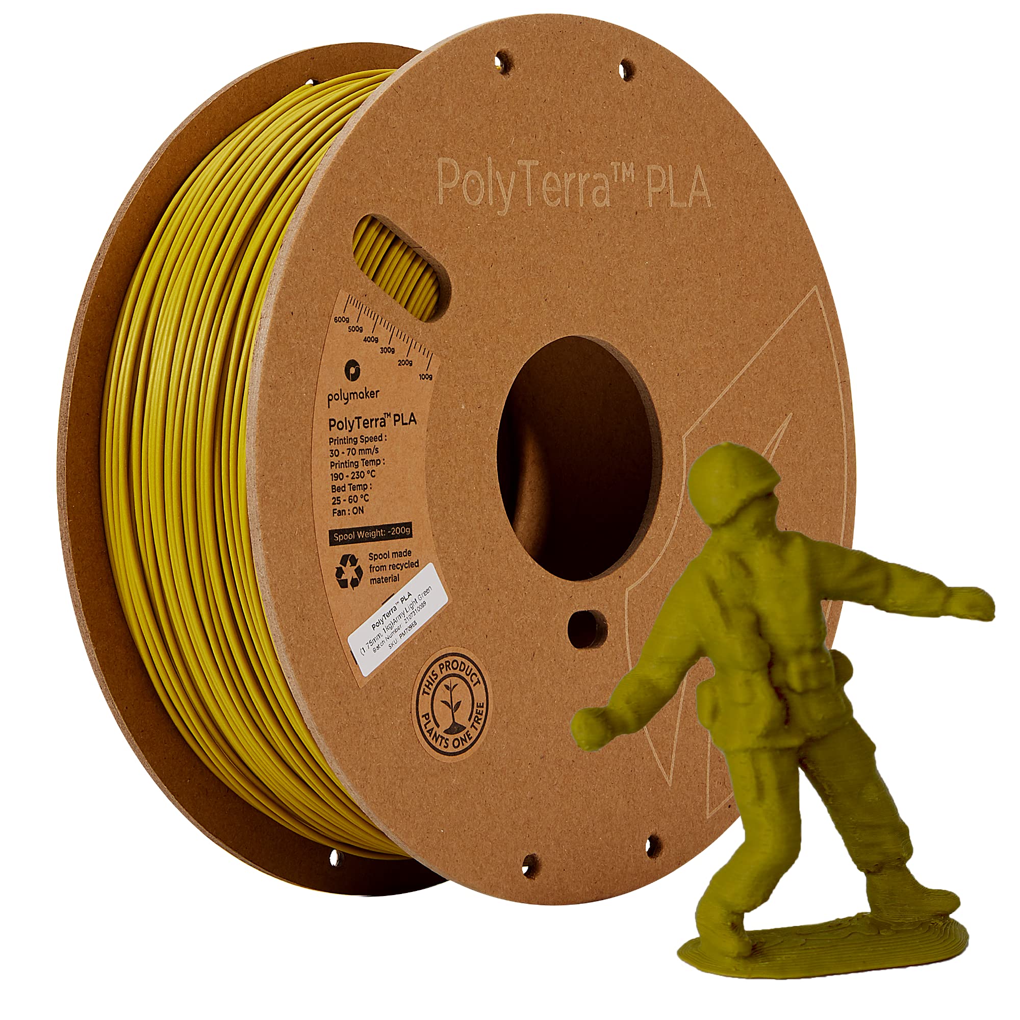 Polymaker Matte PLA Filament 1.75 Army Light Green, 1kg Carton Spool PLA Filament 1.75mm - PolyTerra PLA 3D Printer Filament, Print with Most 3D Printers Using 3D Filament (B098L4WQTB) Amazon Price History, Amazon Price Tracker