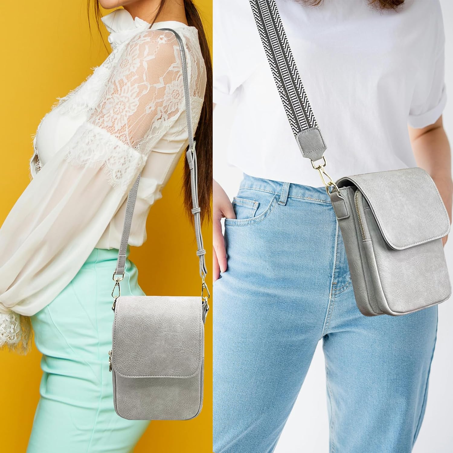 Small Crossbody Purse for Women Trendy Vegan Leather Cell Phone Bags with Card Slots & Adjustable Straps