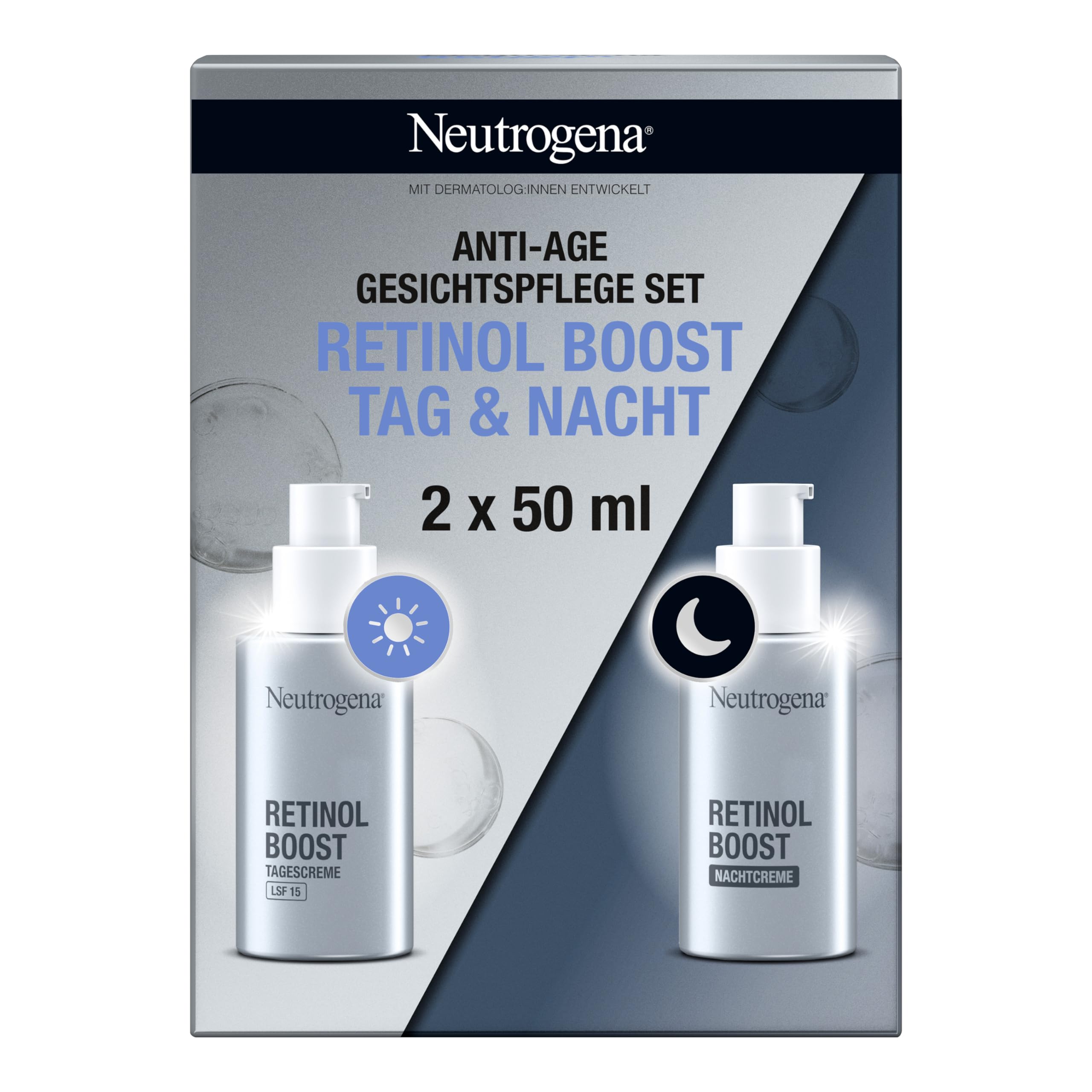 Neutrogena Retinol Boost Tag & Nacht Gesichtspflege Set (2 x 50 ml); factory bundle