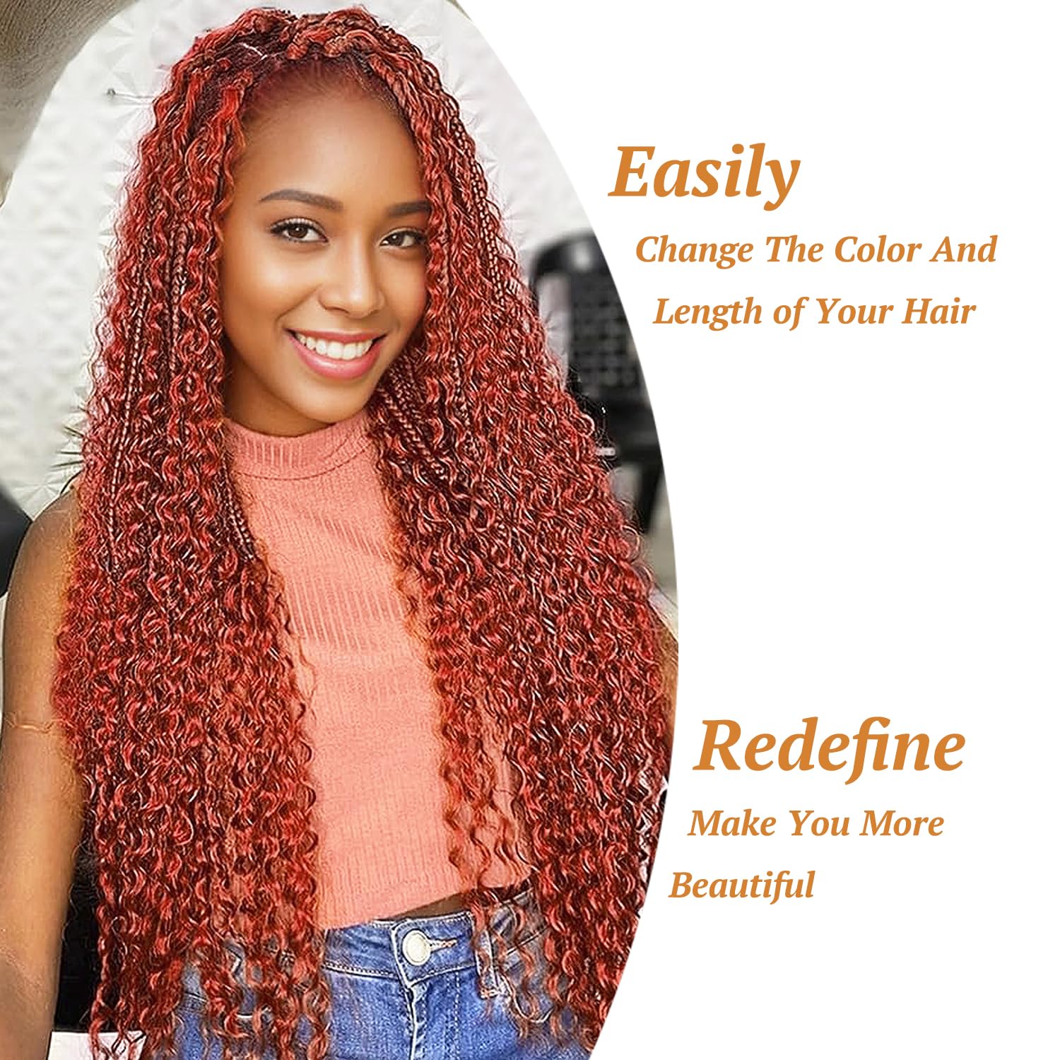 Curly Braiding Hair for Boho Braids 2 Bundles 100g Synthetic Deep Wave Bulk No Weft Wet and Wavy Crochet Hair for Women Knotless Braids Hair Extensions (350# - Image 3