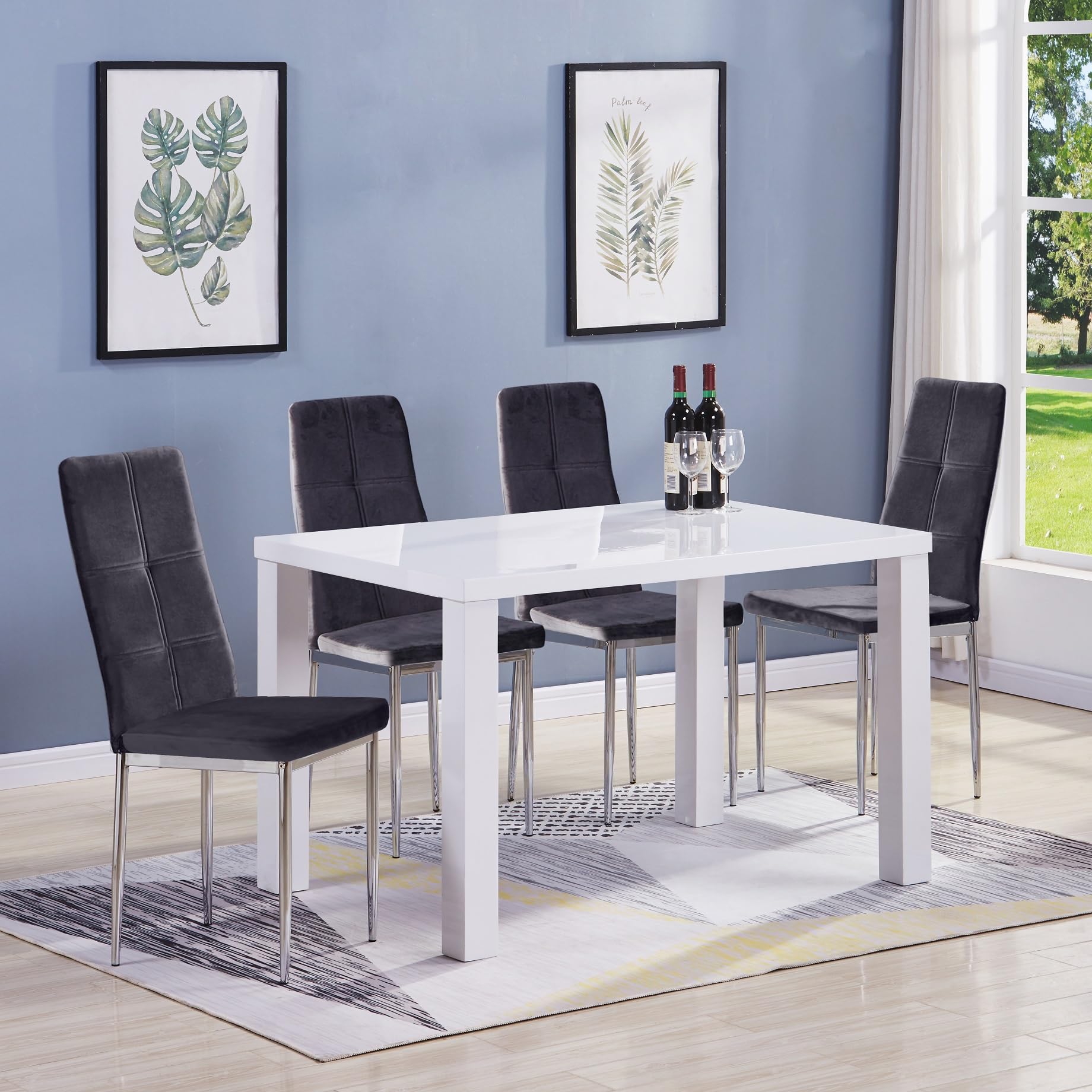 ベルベットクッション ダイニングチェア インテリア 椅子 4脚セット グレー Amazon｜GOLDFAN ダイニングチェア 4脚セット ベルベット クッション