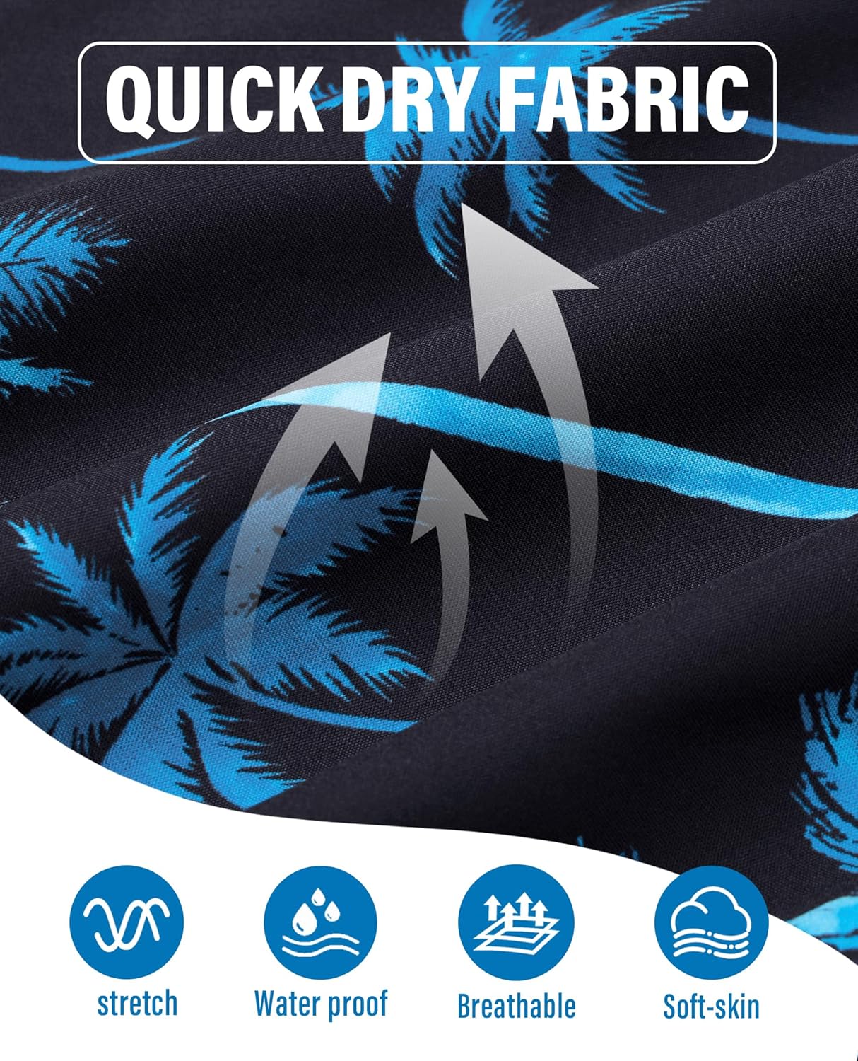 4inch Mens Swim Trunks: with Compression Liner Zipper Pocket Drawstring Quick Dry Stretch Lined Palm Tree Beach Pool - Image 2