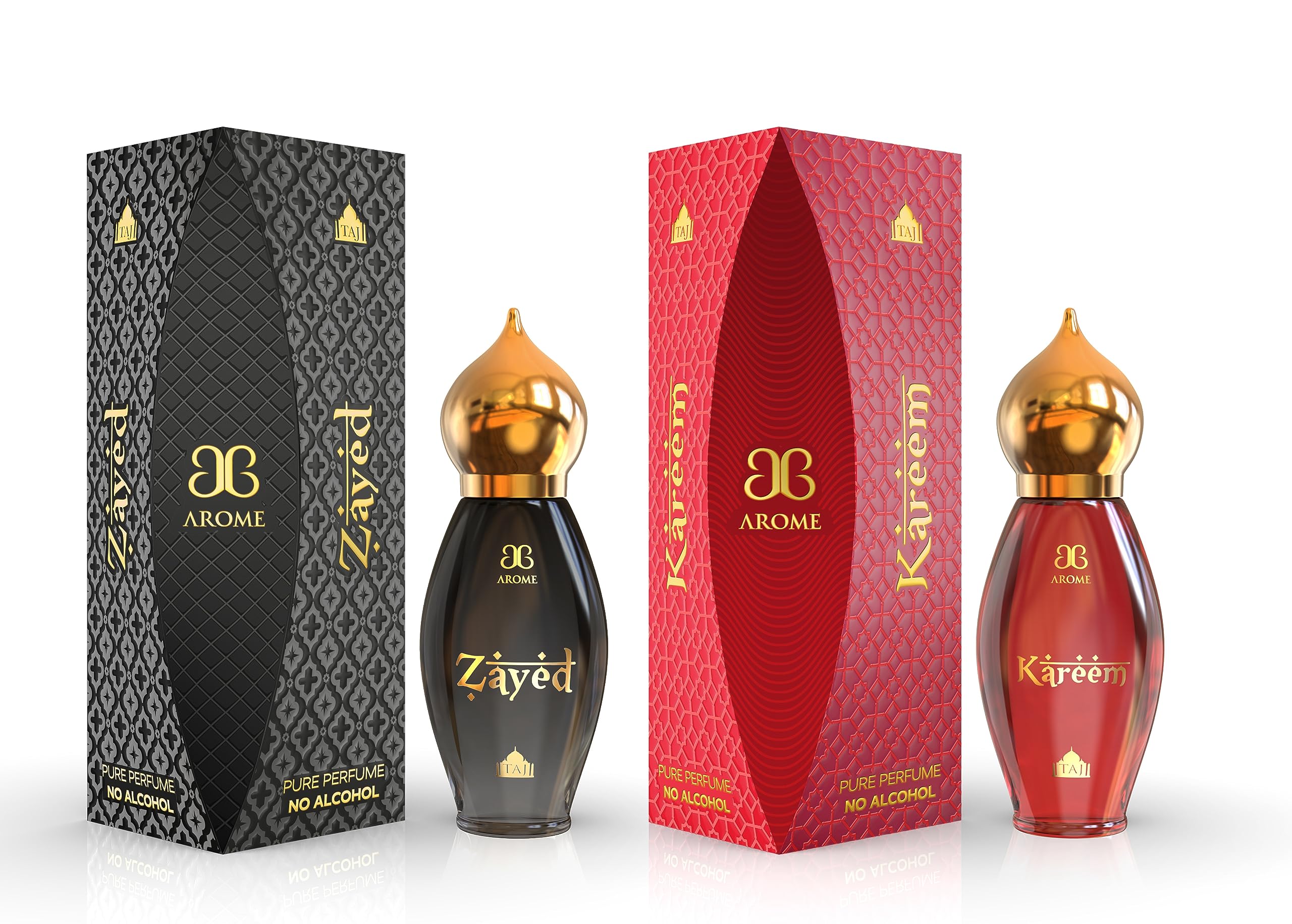 Arochem Taj Edition Attar Combo Pack of ZAYED and KAREEM (9ml Each) | Pure Attar Perfume | No Alcohol Unisex Perfume Roll-On For Men And Women