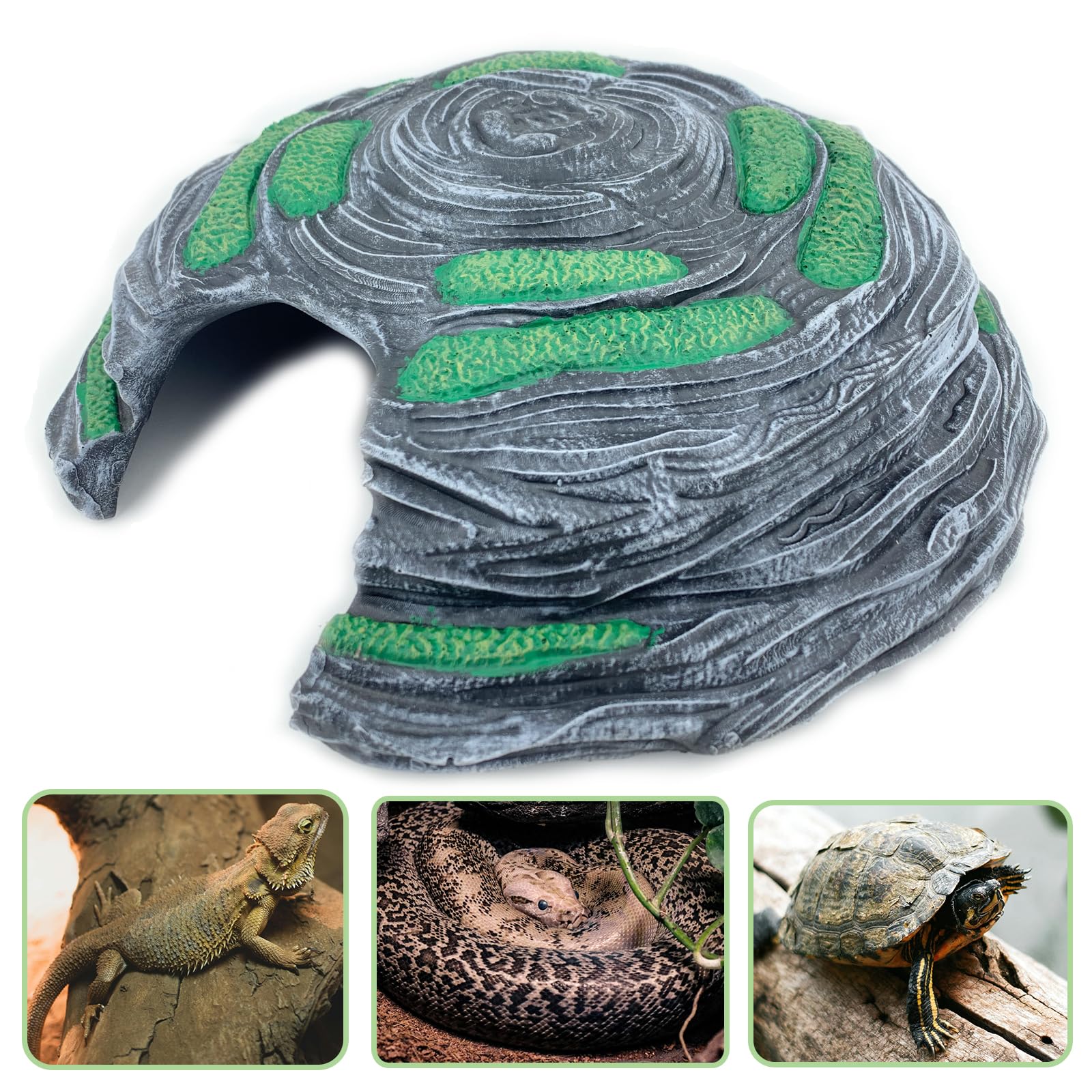 Grande grotta realistica per rettili, terrario, acquario, habitat, nascondiglio in resina per draghi barbuti, lucertole, serpenti, gechi, tartarughe, tartarughe e piccoli anfibi
