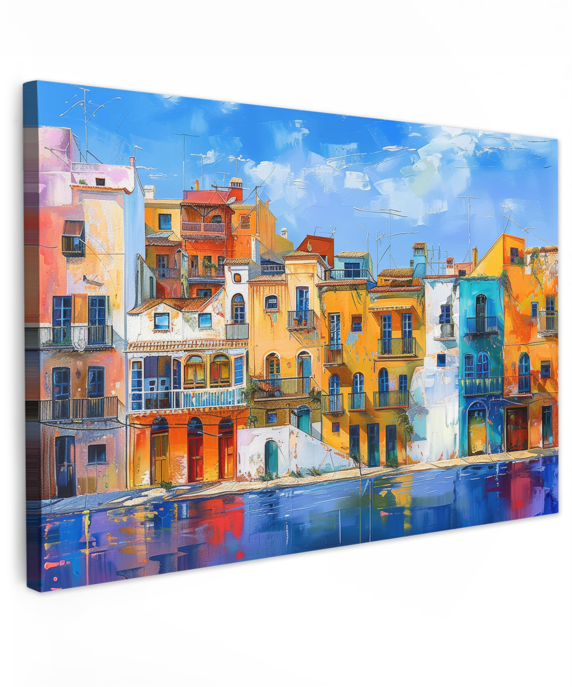 MuchoWow© Canvas Wall Art 35"x24" / 90x60 cm Decor Paintings Print framed on Canvas Pictures for Hallway Architecture - Moat - Art - Modern