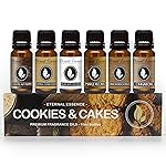 Eternal Essence Oils Cookies & Cakes Set of 6 Premium Fragrance Oils - Includes Caramel Nut Muffin, Oatmeal Cookie Dough, Malibu Rum Cupcakes, Maple Pecan, Snickerdoodle, and Cinnabon - 10ML