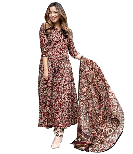 Buy MV Fashion Cotton Printed Kurta/Kurti with Pajama with Dupatta Set