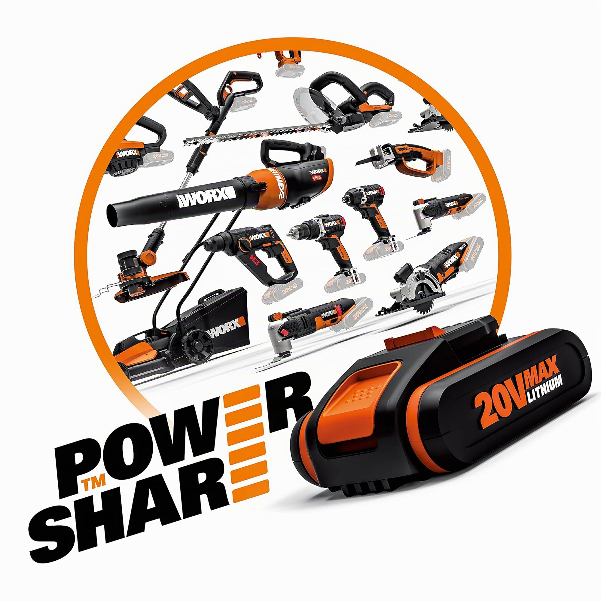 WORX WG894E.9 Serrucho Multifunción 20V Sin Batería, Espada 16cm, Corte Madera y Acero, 2200rpm, Compatible Hojas Sierra de Calar, Compacto