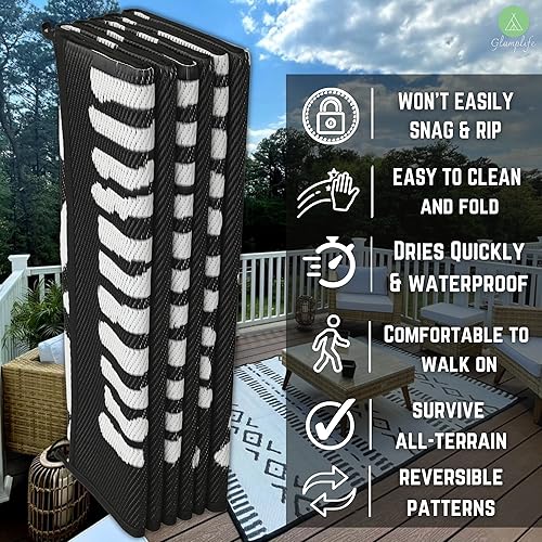 Miniatura 3 de Glamplife Alfombra reciclada impermeable para caravana, alfombra de exterior de 8 x 16 pulgadas para camping  Alfombras de exterior para patio