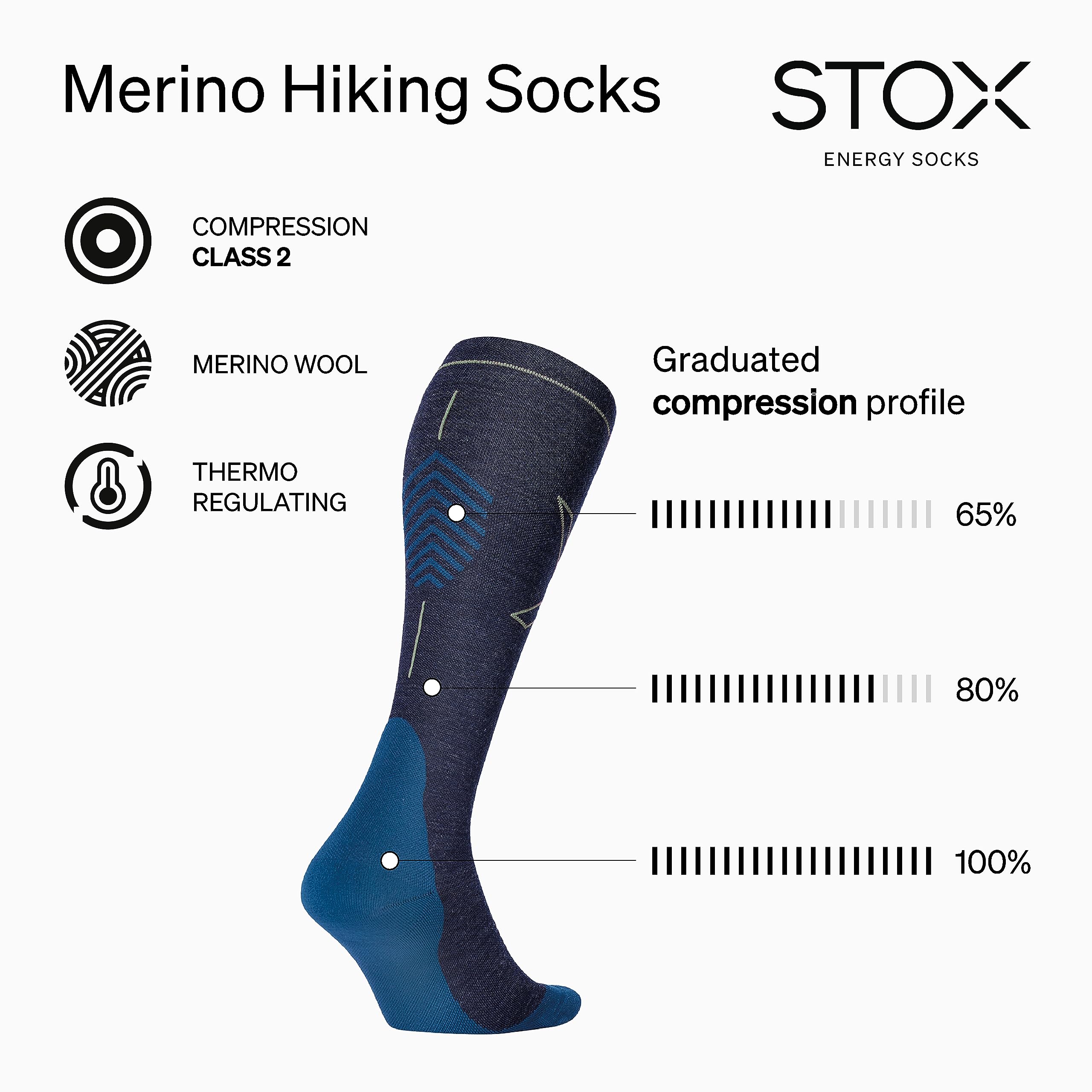 STOX Energy Socks Merino Wandersocken Damen, Kompressionsstrümpfe, Outdoor Socken, Compression Socks Women, Merinowolle Kniestrümpfe, Stützstrümpfe, Kompressionssocken Trekking