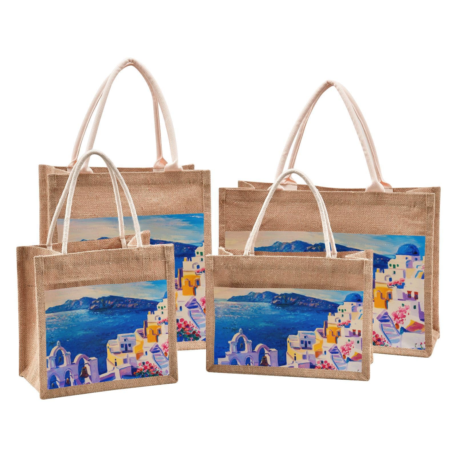 ビーチデザイン ショッピングバッグ Amazon.co.jp: [alaza] エコバッグ ジュートバッグ 手提げ袋 大
