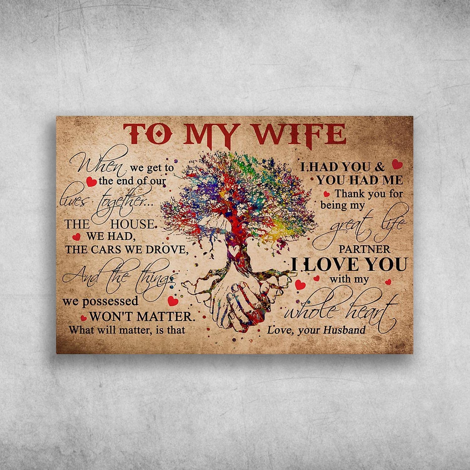 to My Wife When We Get to The End of Our Lives Together Tin Sign Wall Poster Decor Funny Retro Bar Coffee Pub Gift Wall Decor Sign 8x12 Inch