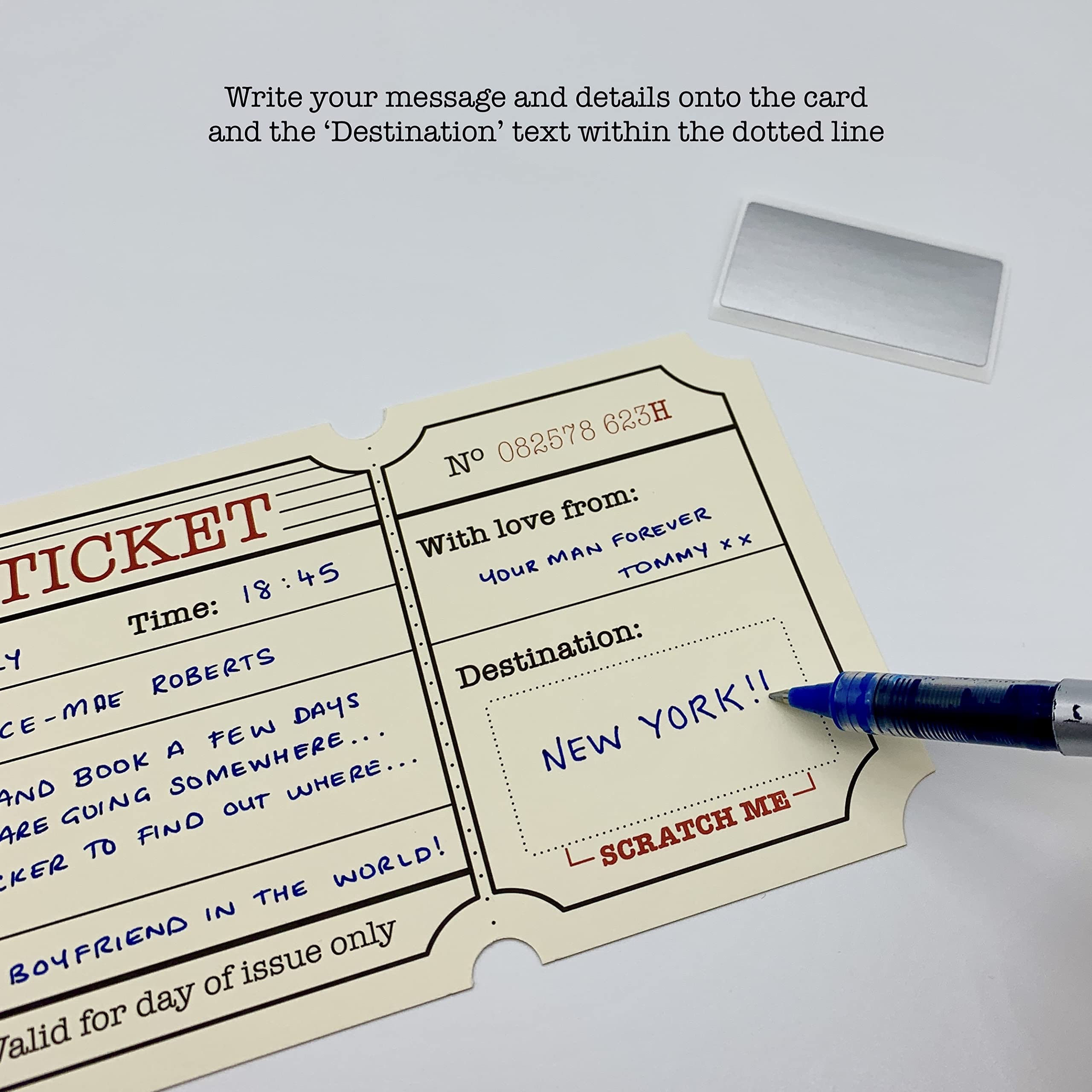 DIY Ivory Travel Ticket Holiday Surprise Card - Image 2
