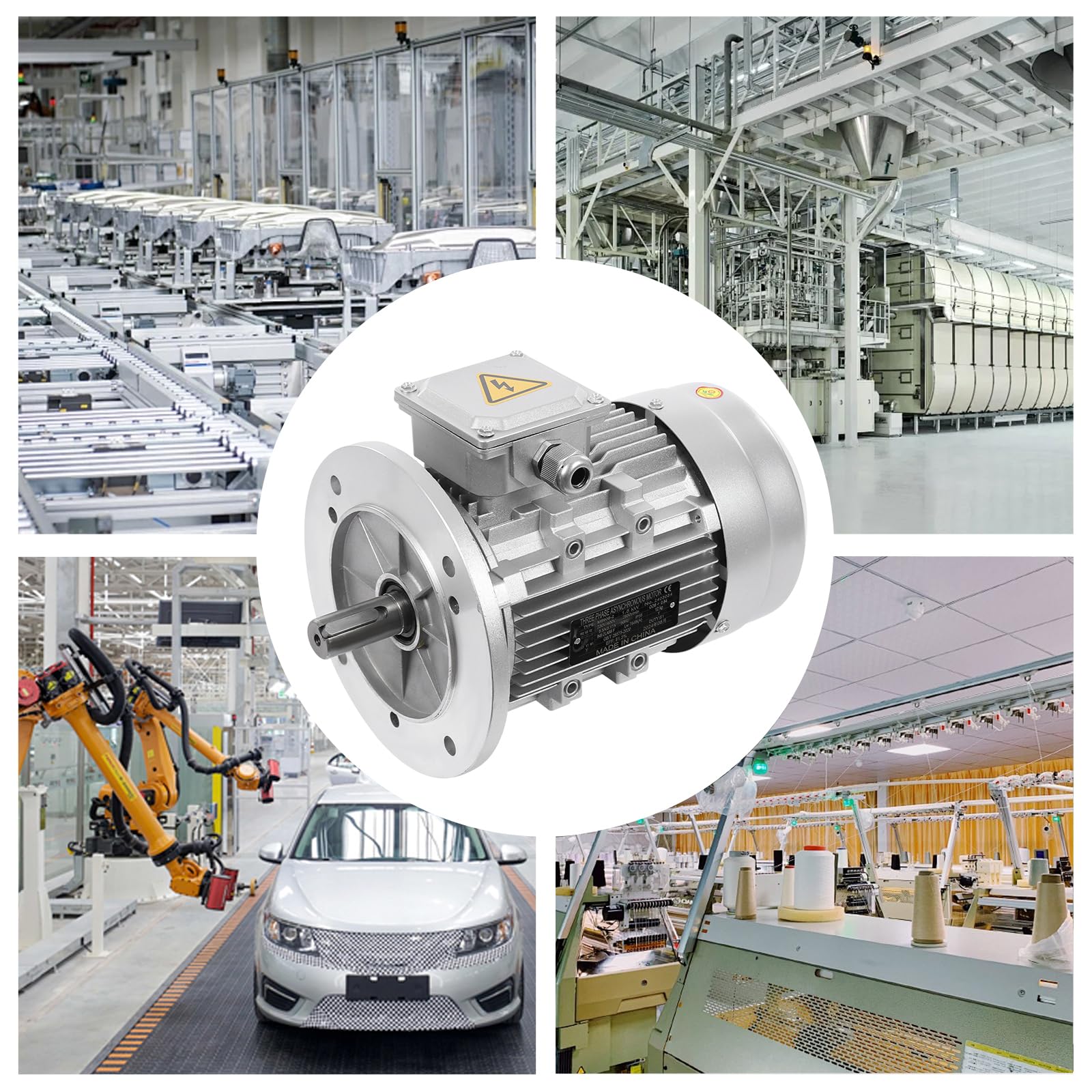 Motor asíncrono trifásico, 230/400 V, motor de alta velocidad, 1500 W, motor eléctrico S1, motor de bajo consumo 2850 RPM para maquinaria, industria, minería, máquinas herramientas