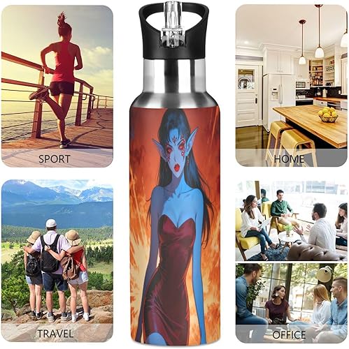 Miniatura 5 de Sexy Demon Beauty in The Fire Leakproof Reusable Water Bottle Insulated with Leak Proof Spout Lid Double Wall Vacuum Insulated Bottles for Gym