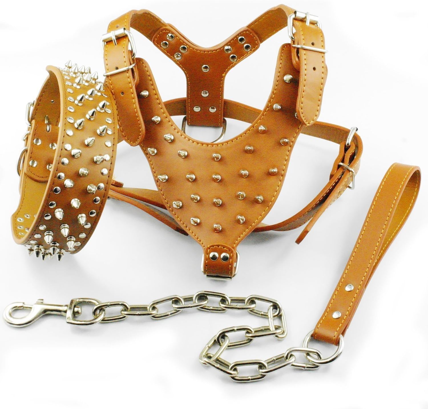 Dogs Kingdom Spiked Studded Leather Dog Harness