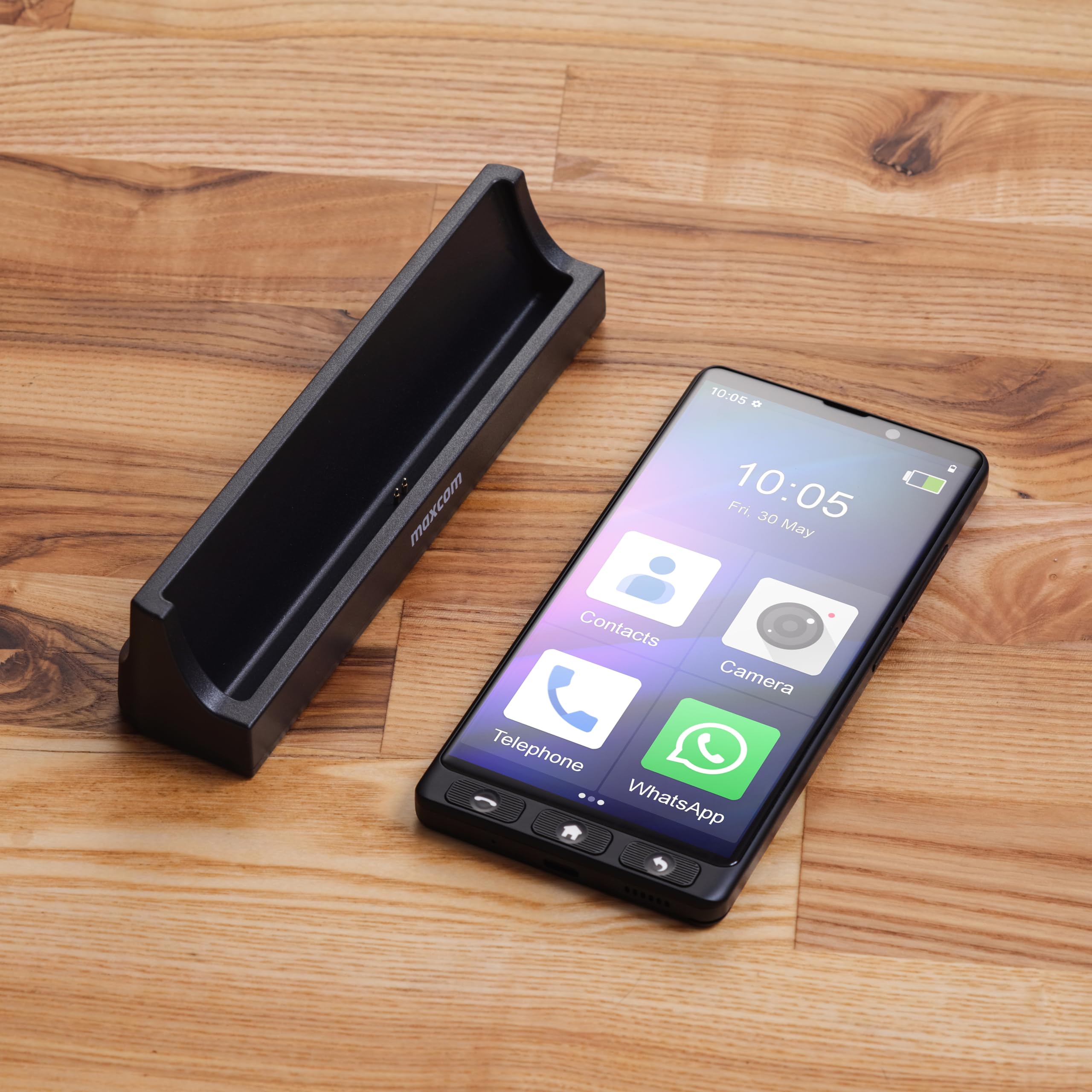 Teléfono Móvil para Personas Mayores MAXCOM MS601, Smartphone para Mayores con Whatsapp, Iconos Grandes, Botón SOS, Pantalla Grande 6”, Base de Carga, Volumen Alto, Android 14, Batería 4000 mAh, 64GB