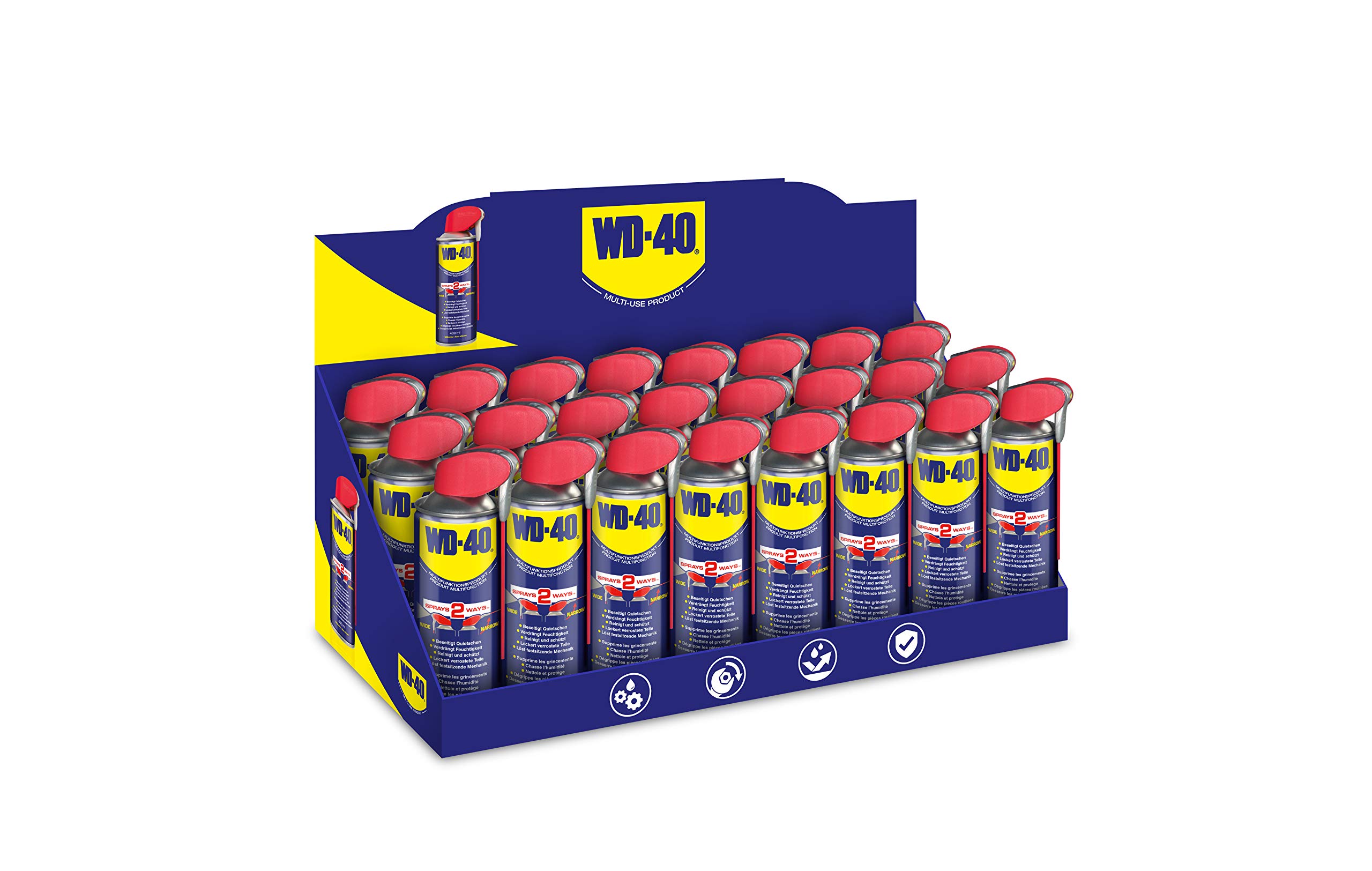 WD-40 Multifunktionsprodukt Smart Straw 24x400ml – Präzise Anwendung mit klappbarem Sprührohr, löst festsitzende Mechaniken & Rost, beseitigt Quietschen, verdrängt Feuchtigkeit, schützt & reinigt