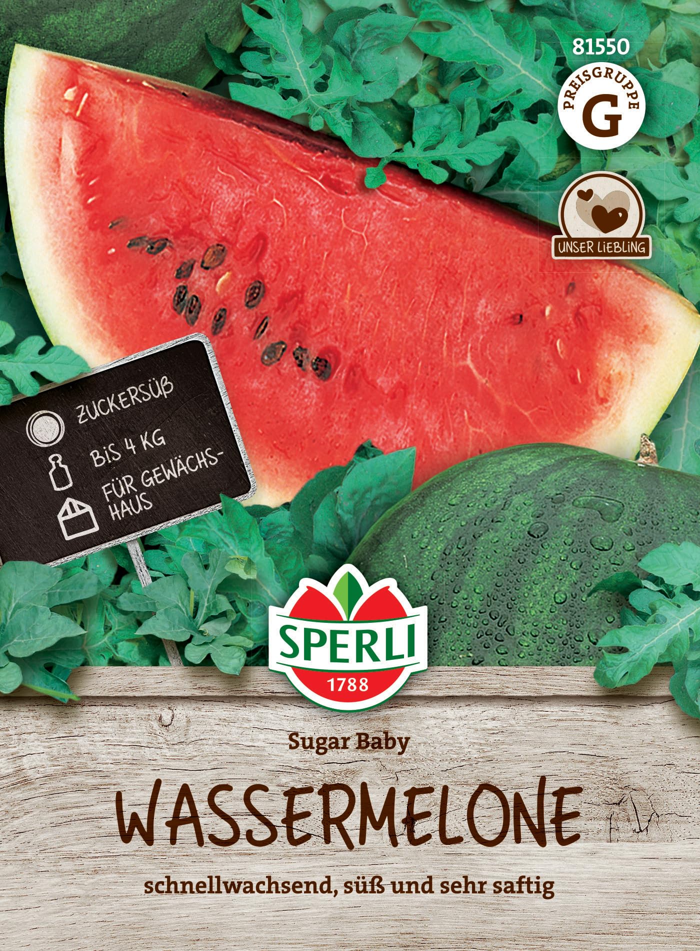 Sperli Wassermelonensamen Sugar Baby 81550 – schnellwachsend, süß und sehr saftig - Inhalt für 18 Pflanzen - Gemüsesamen, Samen Gemüse, Saatgut