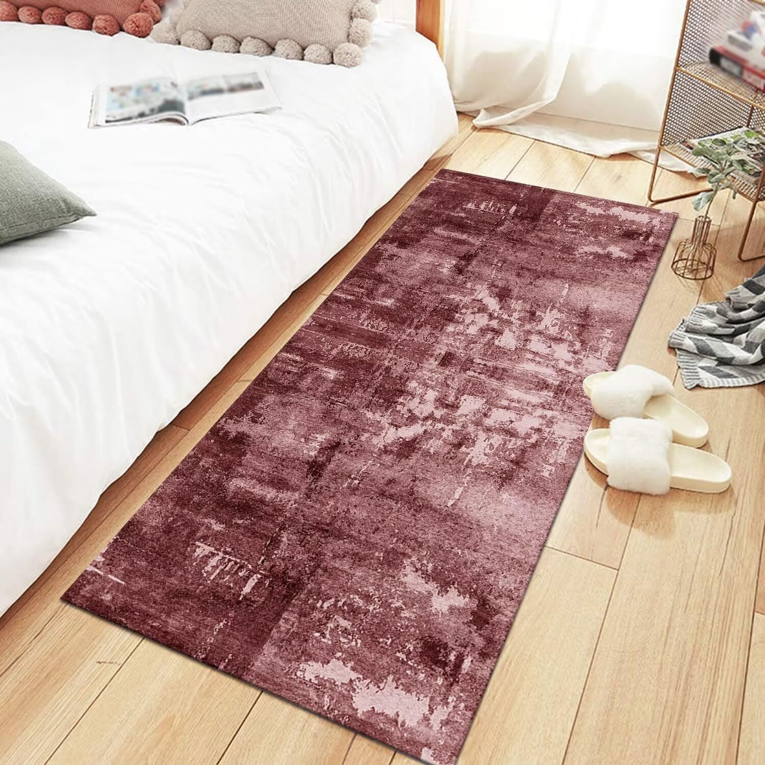 Antypoślizgowe nadające się do prania chodniki na korytarz, 70 x 240 cm, czerwony, abstrakcyjny poliester, dywaniki wewnętrzne, idealne do kuchni, sypialni i salonu, maty podłogowe o szerokości 40-120