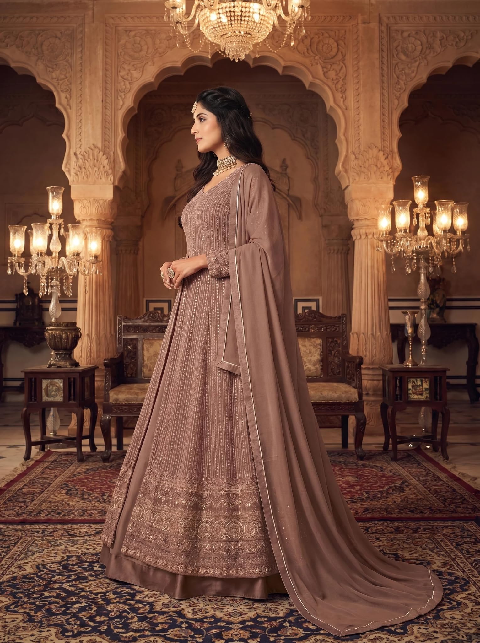 RUDRAPRAYAG Women's Maxi Gown (122-Light Brown) 2