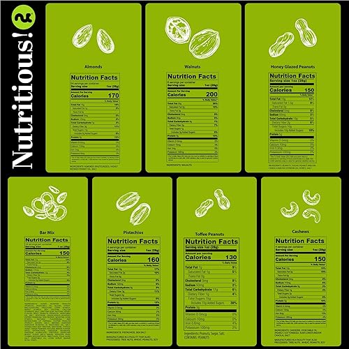 Miniatura 8 de NUT CRAVINGS - Cesta de regalo de frutas secas y frutos secos mixtos de Acción de Gracias en caja de oro blanco (12 surtidos) Arreglo de comida