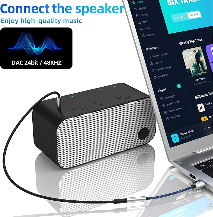 Adaptador USB a Jack 3.5mm para audio AUX PC y coche miniatura 3