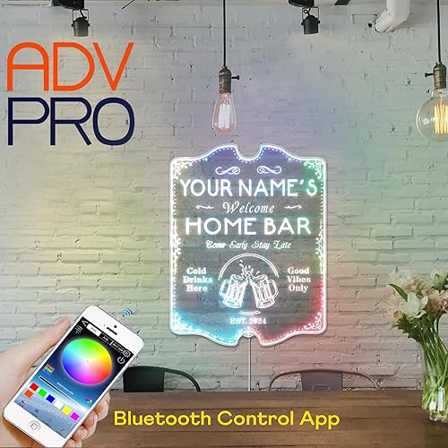Vista 50 de ADVPRO - Letrero de luz LED de neón de doble color para el hogar, personalizado, con texto en inglés con «tu nombre y año de fundación», letrero
