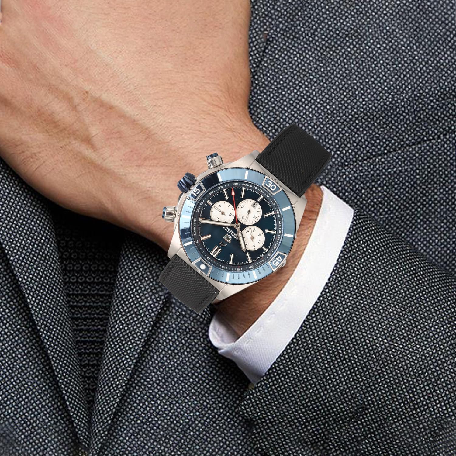 FKM Rubber Nylon Watch Band 20mm 22mm 24mm Fluororubber Waterproof Soft Breathable Durable FKM Rubber Watch Band Universal Replacement Band Strap for Men Women - Image 6