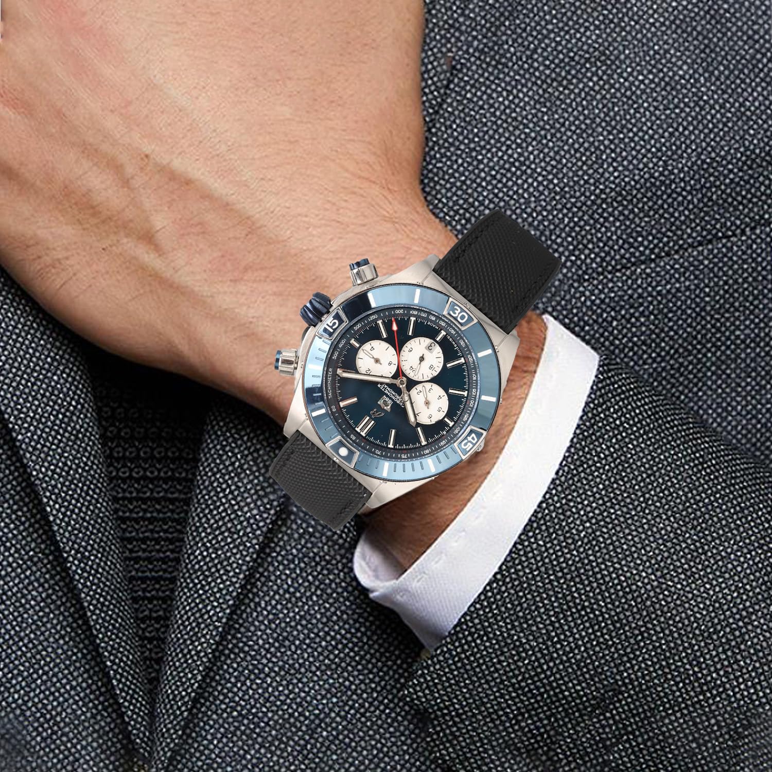 FKM Caucho Nylon Reloj Correa 20mm 21mm 22mm 23mm 24mm Fluorubber Impermeable Suave Transpirable Durable FKM Caucho Reloj Correa Universal de Recambio para Hombres Mujeres