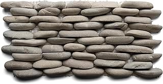 CNK Tile Java Tan Standing Pebble Tile - 12" x 6" Natural Stone for Shower Walls Backsplashes & Wall Décor - Eco-Friendly Mesh Backing Hand-Sorted Stones - Durable & Easy Maintenance - Pack of 1