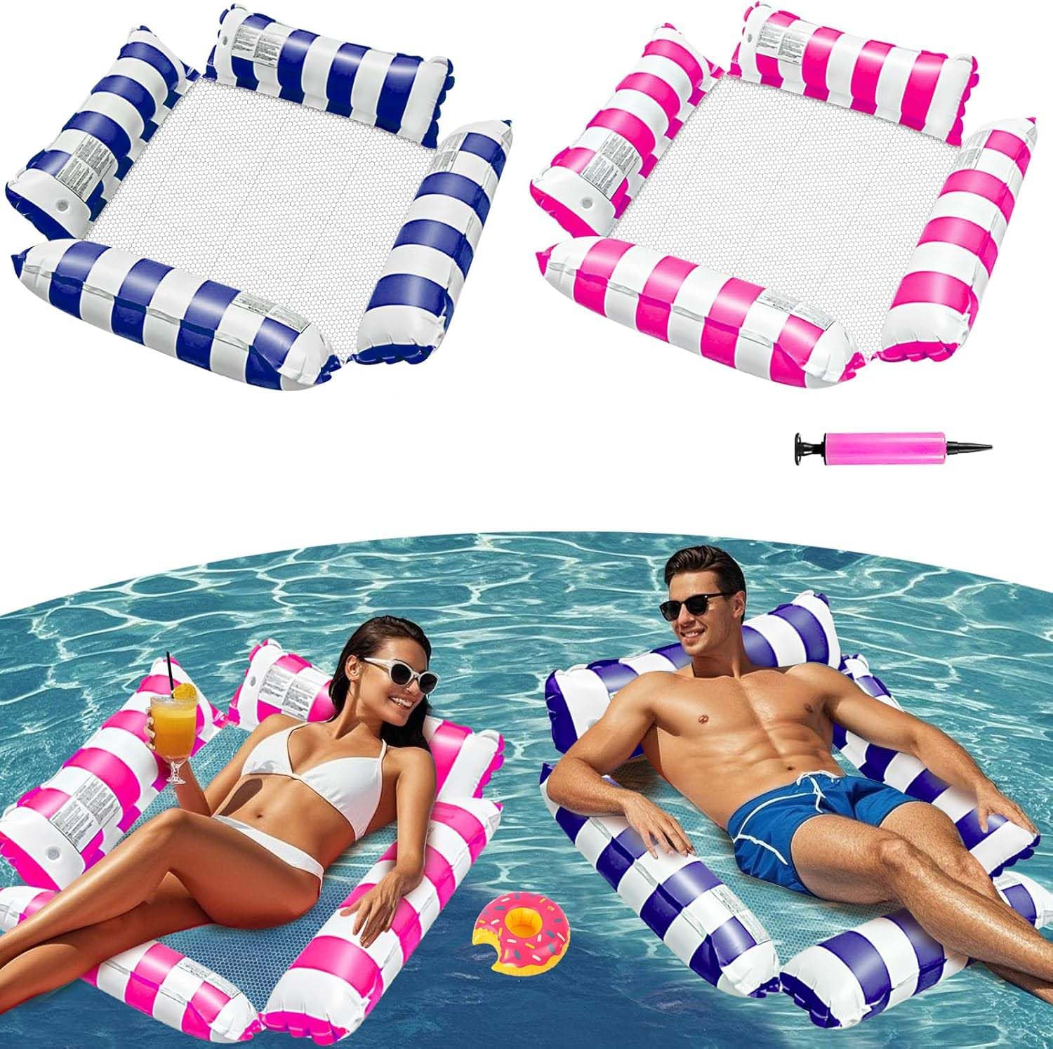 AUTOYSUR Inflatable Pool Float Chair Lounge for Floating, Inflatable Pool Float Hammock, Multi-Purpose Water Hammock with Arm, Inflatables Pool Rafts Bed for Swimming Pool Beach Sea