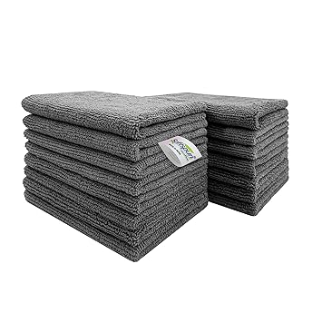 SOFTSPUN Microfiber Small Wipes 20x30 Cms, 15 Piece Towel Set, 340 GSM Grey! Multi-Purpose Super Soft Absorbent Cleaning Towels, Cleans & Polishes Everything in Your Home, Kitchen & Office.