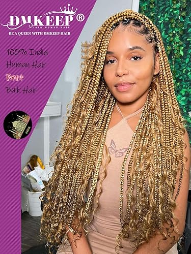 Miniatura 5 de Cabello humano rubio trenzado, onda profunda, 100% cabello humano virgen sin procesar, sin trama, 3.53 oz (1 paquete2 paquetes), extensiones de