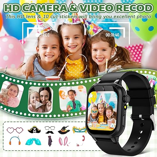 Vista 4 de OVV Reloj inteligente de juegos para niños, pantalla táctil HD de 1.54 pulgadas, más de 30 juegos educativos, cámara, podómetro, alarma, reproductor