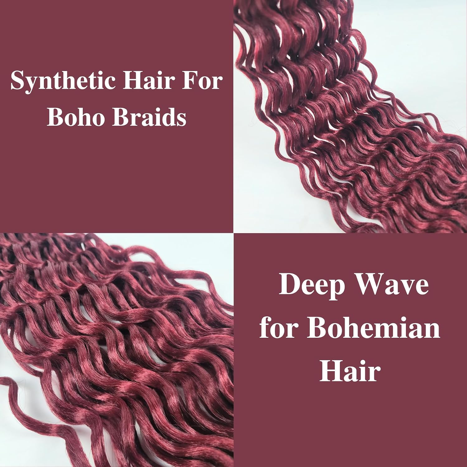 Red Boho Braiding Hair Pre stretched Burgundy Boho Curly Deep Wave Braids Prestretched Hypoallergenic Synthetic Ez Braid Knotless