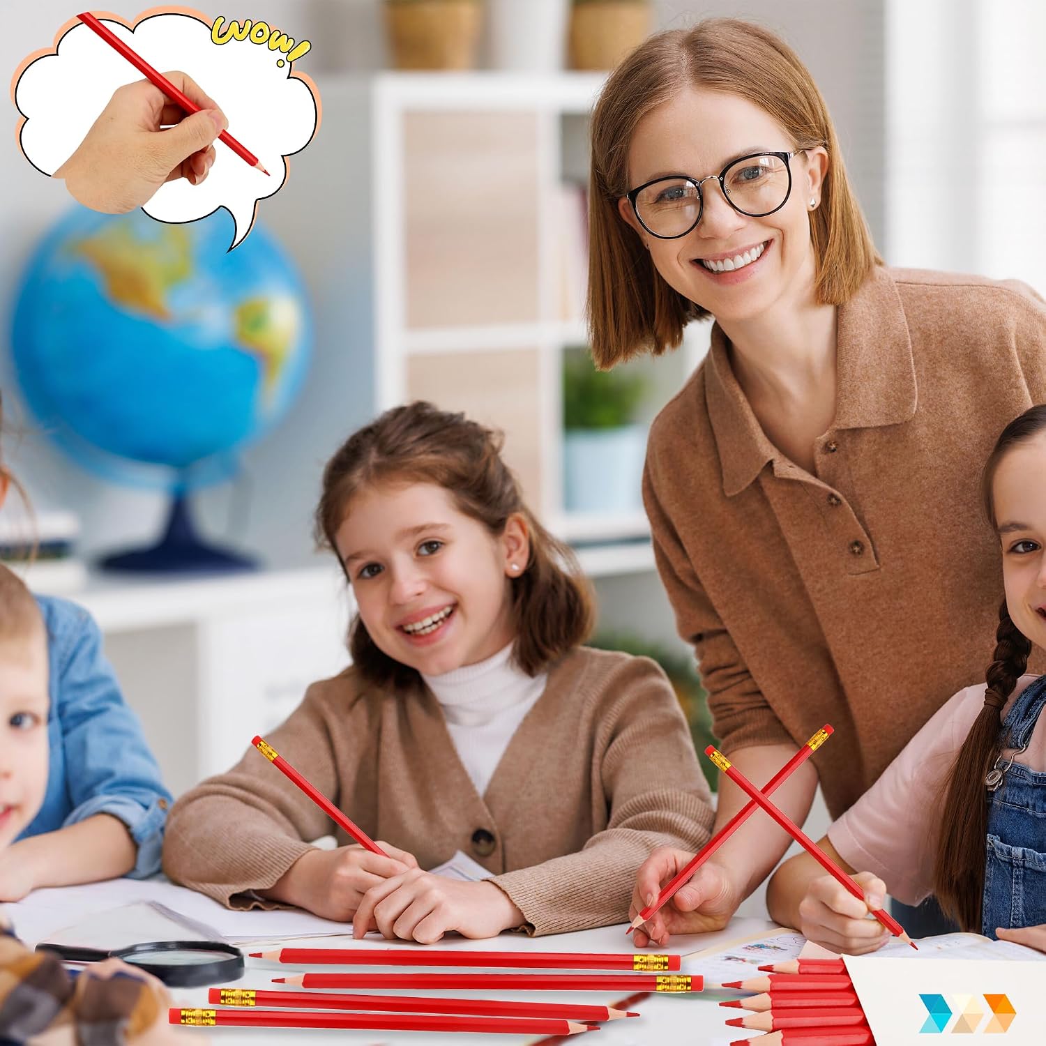 60 Pcs Red Pencils with Eraser Pre Sharpened Hexagon Pencils Erasable #2 HB Correcting Pen Red Wood Checking Pens for School Office Supplies Grade map Check Test Drawing Coloring Editing