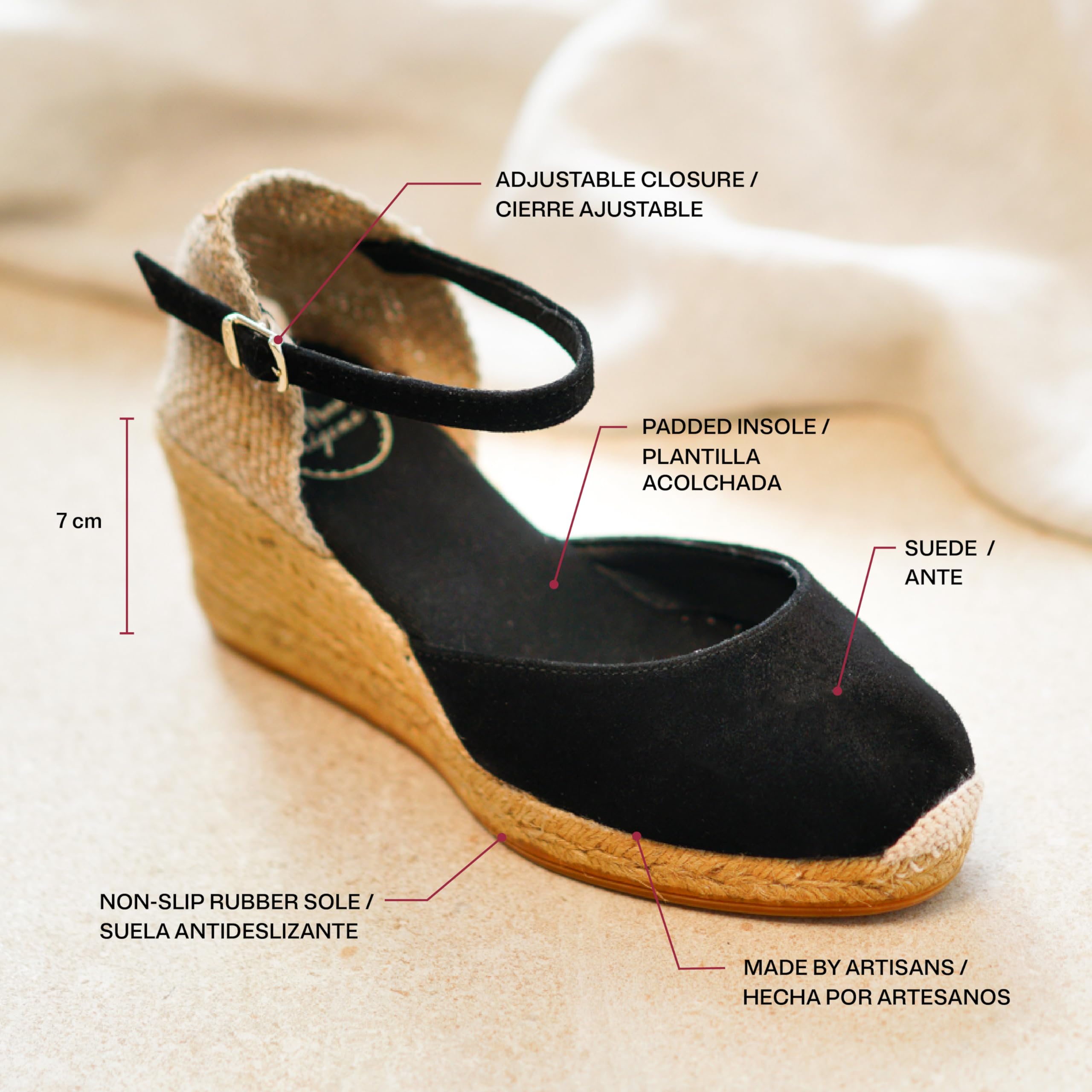 TONI PONS Lloret-5 - Espadrille compensée pour Femmes dans des Tons Unis de en Daim.