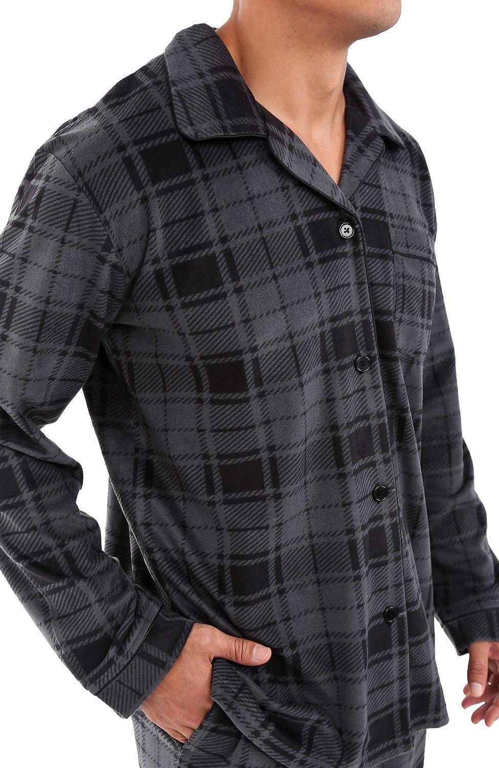 Alexander Del Rossa Men's Fleece Pajamas Set, Mens Warm Pajamas Set for, Mens Fleece PJs