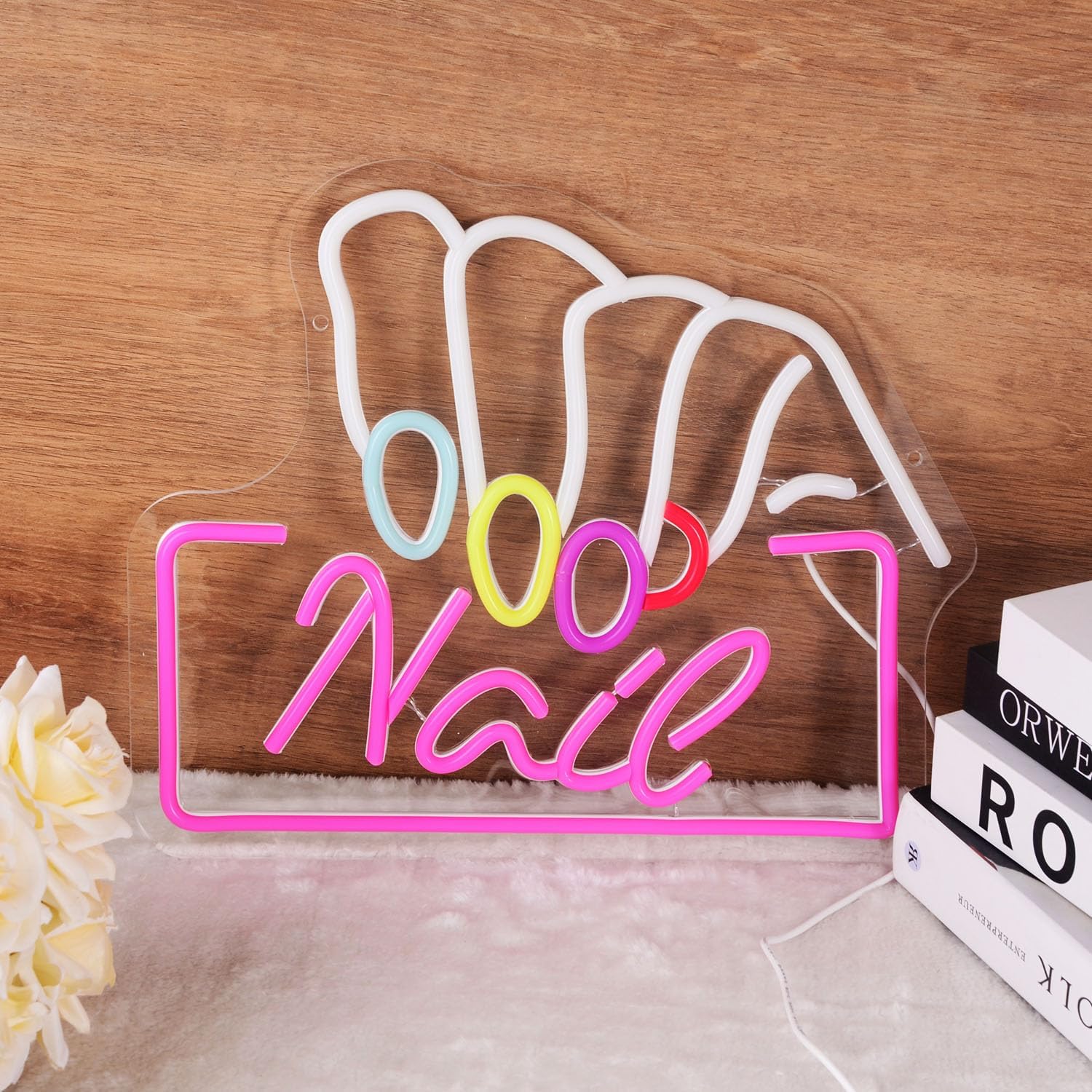 Nail Neon LED Sign Pink Nail Salon Neon Lights for Beauty Room Decor Manicure Shop Open Welcome Signage Business Store Sign Gift for Girls Neon Lamp