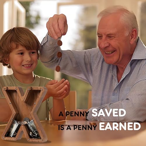 Vista 197 de Alcancía para niños y niñas, alcancía de madera con letra grande del alfabeto con inicial C, banco de monedas, regalos divertidos para cumpleaños