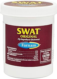 Farnam SWAT Pink Fly Repellent Ointment for Horses, Repels House, Stable, Face & Horn Flies, Protects Wounds on Horses, Ponies & Dogs, 7 oz.