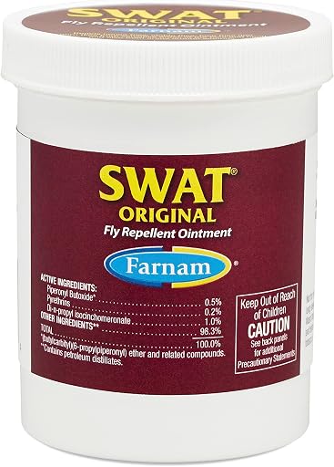 Farnam Swat Pink Fly Repellent and Wound Protection for Horses, 7 oz. | Repels House, Stable, Face & Horn Flies, Protects Wounds on Horses, Ponies & Dogs (ASIN B001DELT34), rank #6 by monthly sales volume for 'Swat' on Amazon