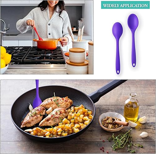 Miniatura 5 de 2 cucharas de silicona para cocinar, resistentes al calor, cucharas de mezcla antiadherentes para cocina, hornear, agitar, mezclar, herramientas de
