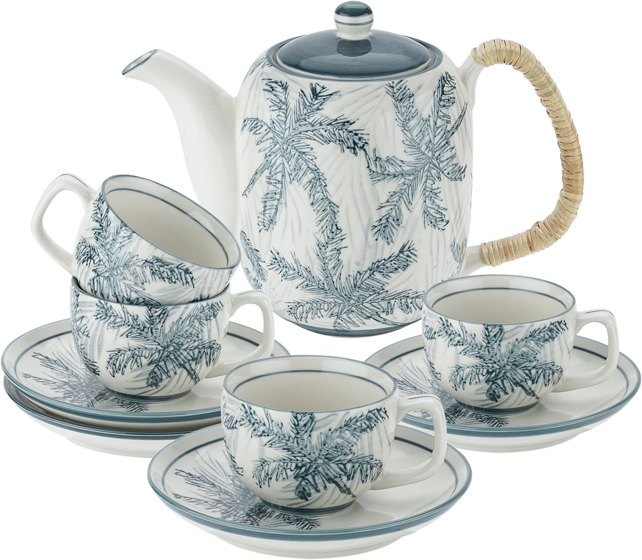 Amazon.com | Zhehao 20 Pcs Vintage Porcelain Tea Set with Metal Holder ...