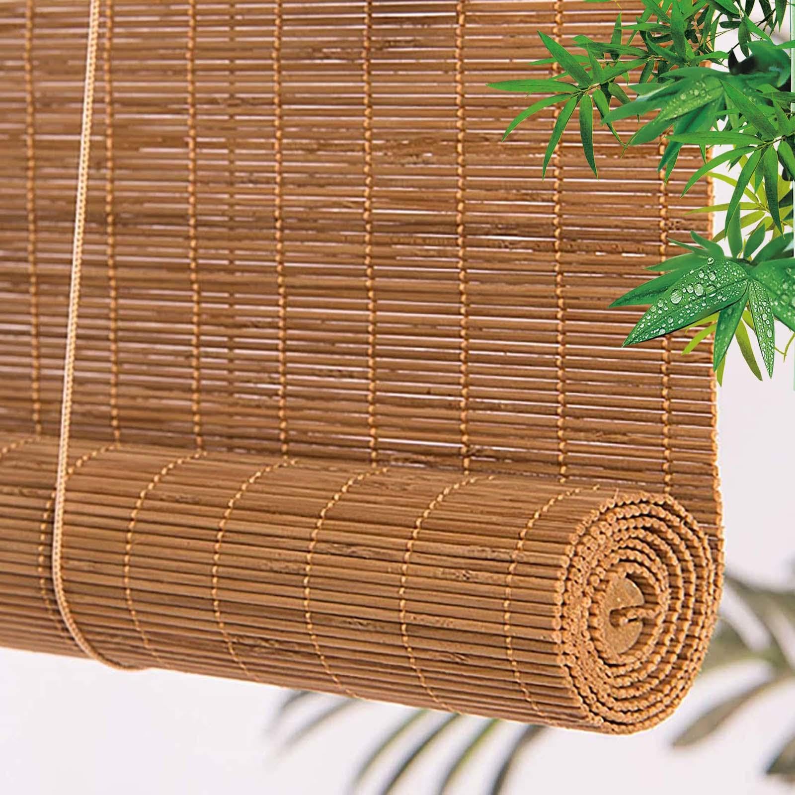 Roller Shades,Natural Bamboo Blinds 50cm 60cm 70cm 80cm 90cm 100cm 120cm 150cm Wide,Bamboo Roll Up Blinds for Windows,Roman Blinds for Indoor Outdoor,Breathable Sun Shades,W×H-140×210cm(55*83in)