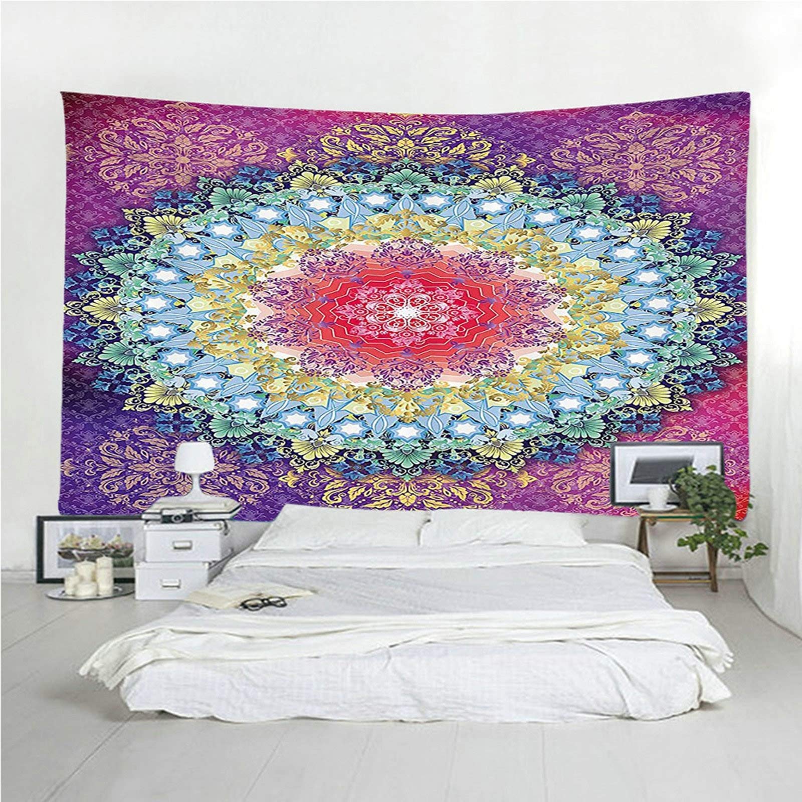 Aeici, decorazione da parete da appendere alla parete con mandala, per soggiorno, camera da letto, dormitorio (260 x 240 cm)