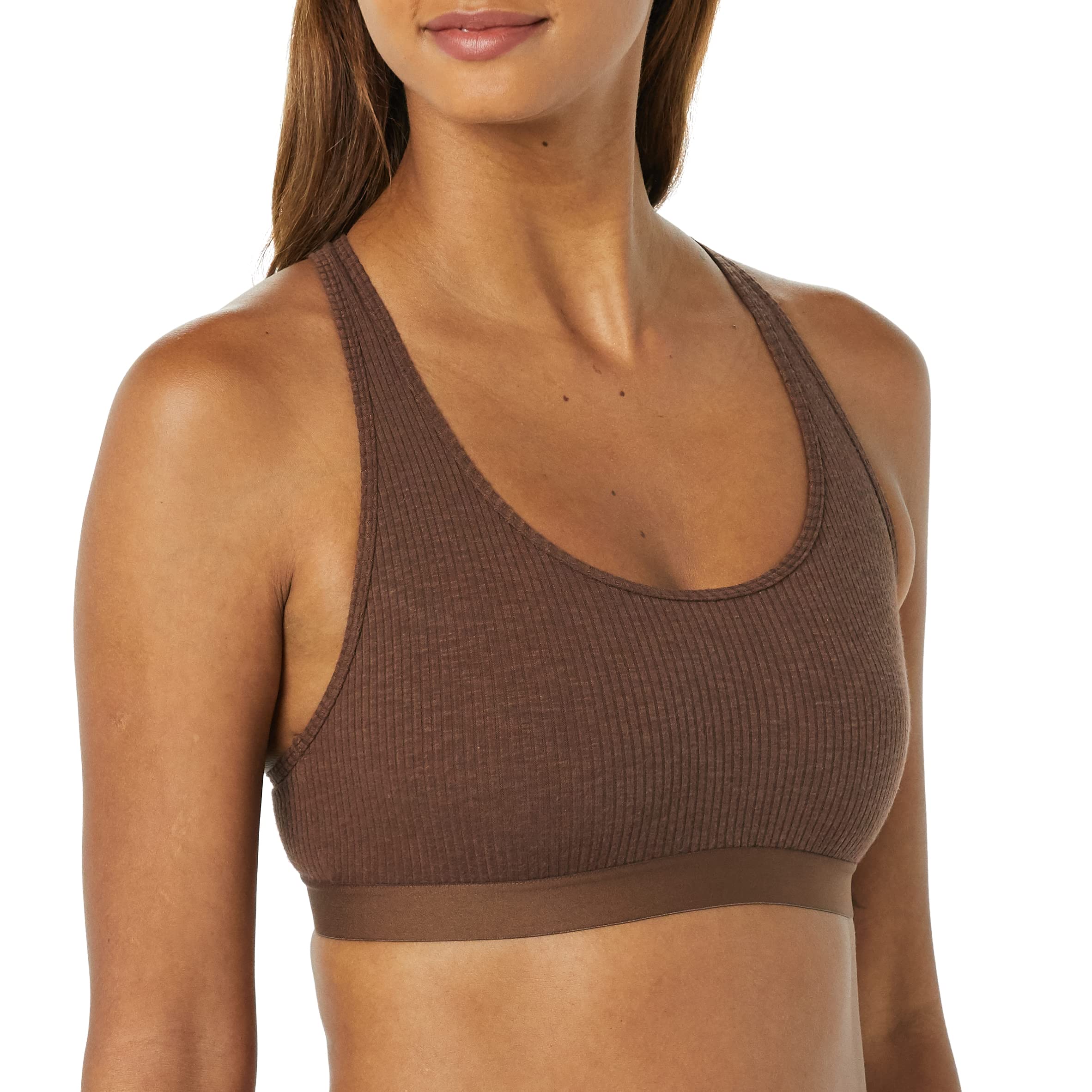 Amazon Essentials Bralette Sfoderata a Costine con Scollo Rotondo Lounge Donna, Pacco da 2