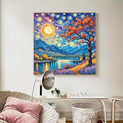 Miniatura 9 de Amphol Kits de pintura por números para adultos sobre lienzo enmarcado, paquete de 4 unidades, pintura fácil de pintar por números para adultos