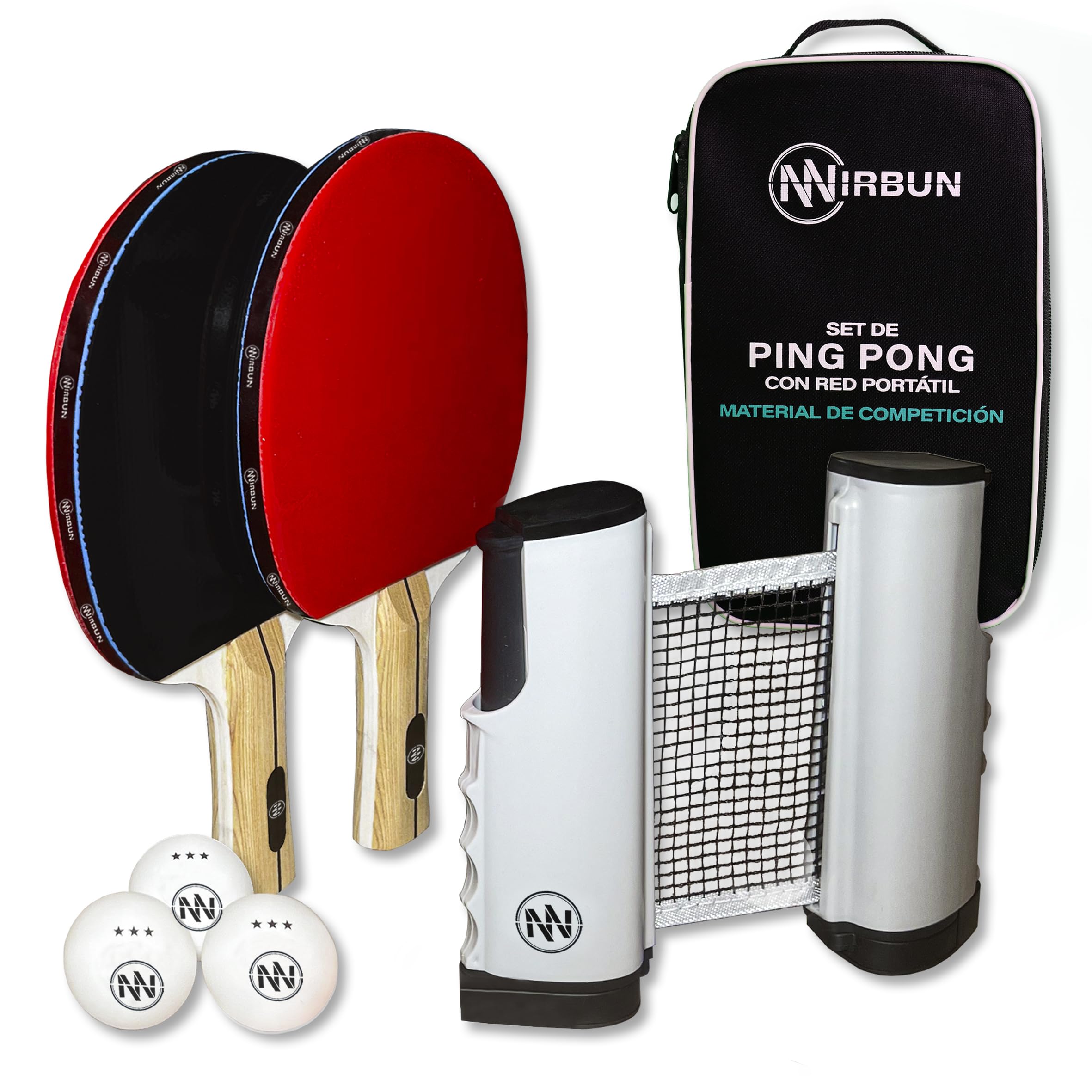 Set Ping Pong Profesional Red Extensible Palas Pelotas 3 Estrellas Portátil